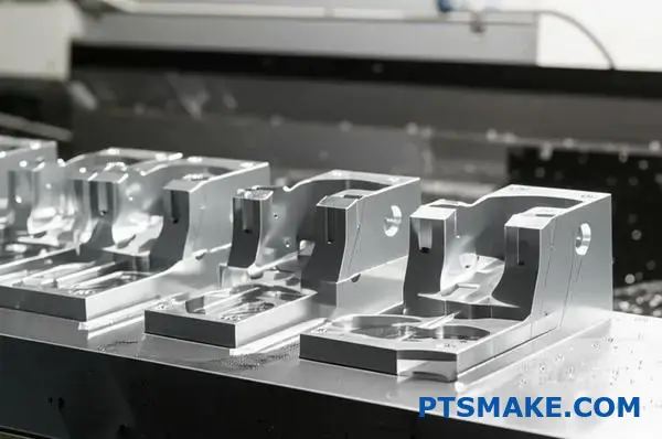 Højpræcisions aluminiumsbeslag til biler, der viser detaljeret CNC-skruebearbejdning med snævre tolerancer og ren overfladefinish