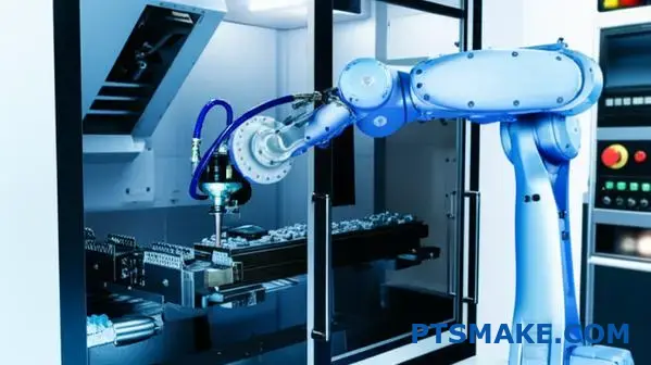 Automatiseret robotsystem, der håndterer medicinske præcisionskomponenter i avanceret CNC-fremstillingsanlæg