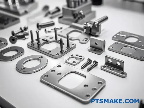 Præcisionsbearbejdede medicinske implantater og kirurgiske komponenter i titanium, der viser avanceret CNC-fremstilling til biomedicinske anvendelser