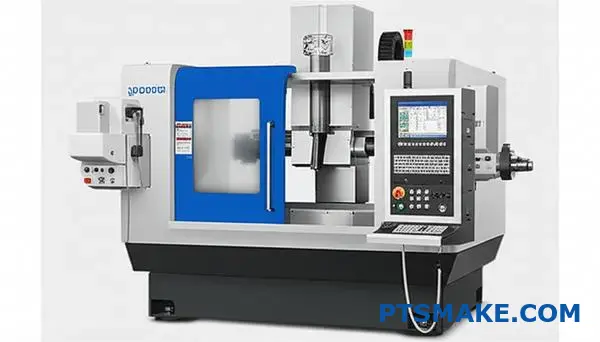 Advanced multi axis CNC machining center with digital displays and automated controls in modern manufacturing facility
