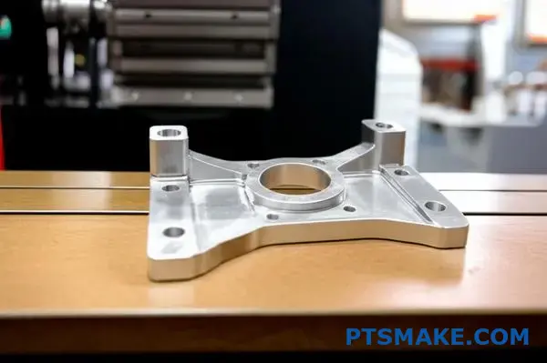 Frezarka CNC precyzyjnie obrabiająca aluminiowy wspornik do produkcji małoseryjnej