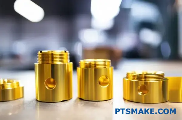 CNC-bearbetade precisionsdetaljer i mässing med gängade detaljer som uppvisar utmärkt bearbetbarhet och ytfinish