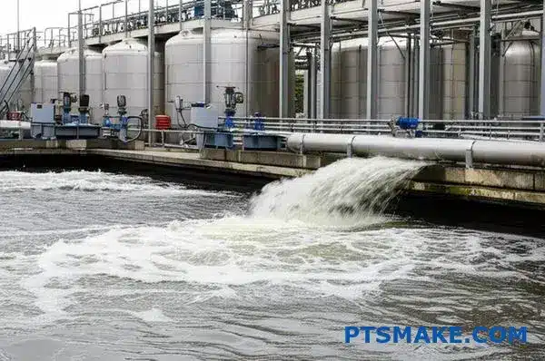 Wastewater treatment plant processing contaminated water from aluminum surface treatment operations