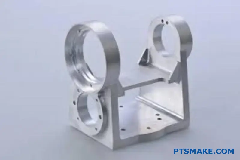Precyzyjnie obrobiony aluminiowy wspornik lotniczy z anodowanym wykończeniem przechodzi kontrolę jakości za pomocą narzędzi pomiarowych, prezentując szwajcarskie standardy produkcji precyzyjnej.