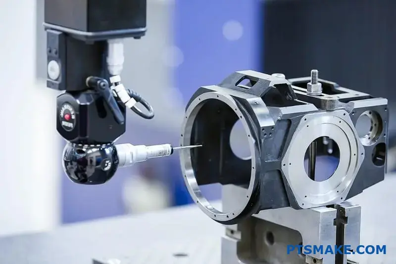 Cnc Machine Measuring A Precision Component