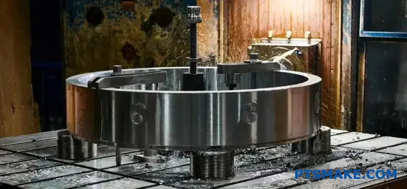 CNC-bearbetad detalj med hög precision i produktion