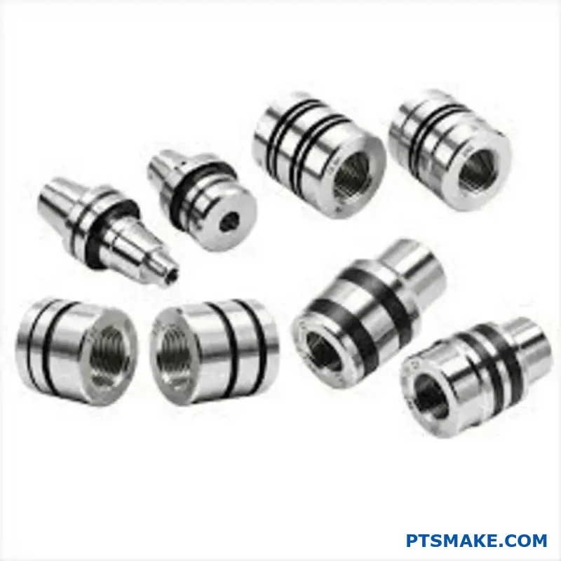 作業台上のUNC UNFとメートルねじ規格の比較を示す精密ねじボルトのクローズアップ