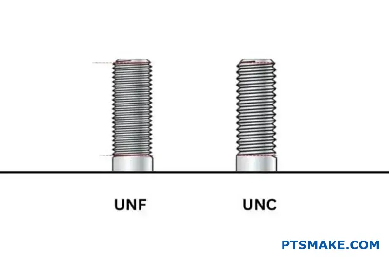 組み立て速度の比較分析のために、異なるねじタイプを示す2つの金属ボルト