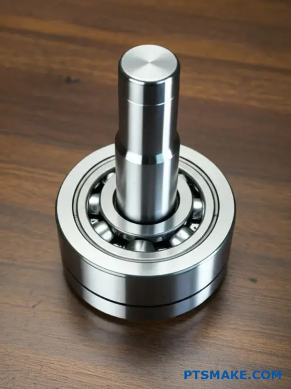 Detailed view of press fit connection showing radial and tangential stress distribution in mechanical assembly