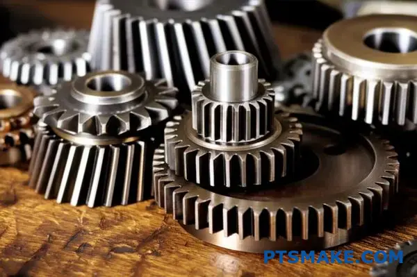 Various sized mechanical gears demonstrating different gear ratios and tooth configurations for speed control systems