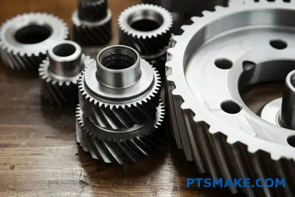 Engrenagens metálicas com diferentes tamanhos de dentes que apresentam diferenças de módulo para aplicações de engenharia