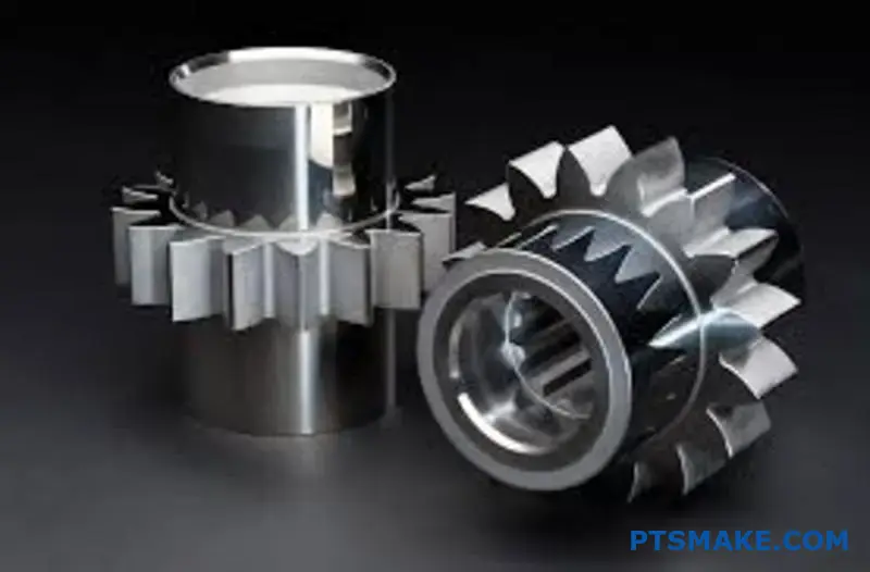 مكوّن ترس تباطؤ معدني لأنظمة التحكم في الطيران بالطائرة يُظهر أسنانًا دقيقة وتجميع المحامل