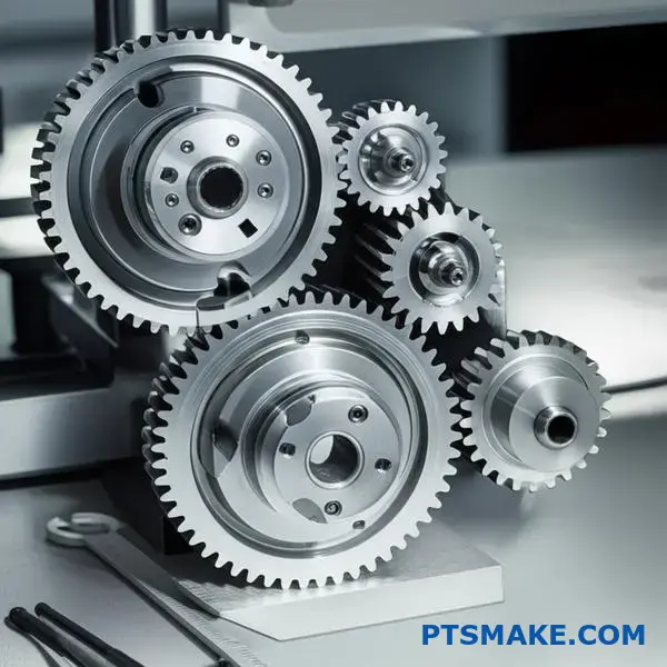 Detailansicht von Präzisionszahnrädern, die für spielfreie Robotergelenkanwendungen entwickelt wurden