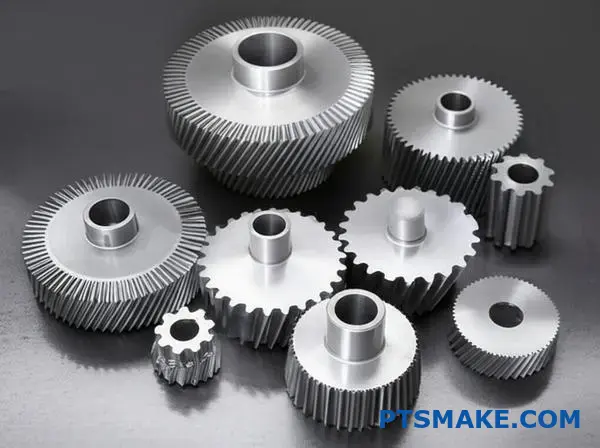 تروس متعددة الدقة تظهر العلاقة بين قطر عدد أسنان الوحدة على سطح العمل