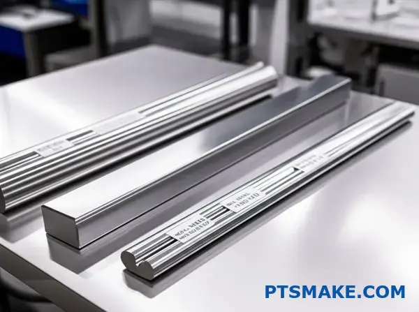 Titanium bars representing different international standards ASTM SAE-AMS ISO for material grade comparison and certification requirements