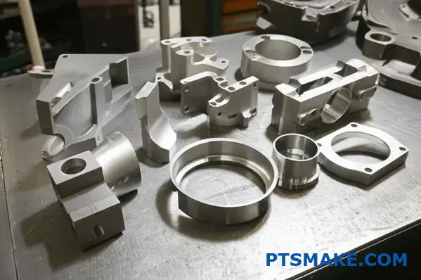 مكونات مختلفة مصبوبة بدقة من الفولاذ المقاوم للصدأ تعرض نتائج مختلفة لنظام الصب الاستثماري على سطح العمل