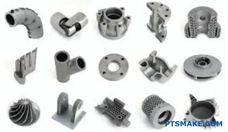 عينات مختلفة من سبائك الألومنيوم المصبوبة تعرض تركيبات ومعالجات سطحية مختلفة لتطبيقات التصنيع الصناعي