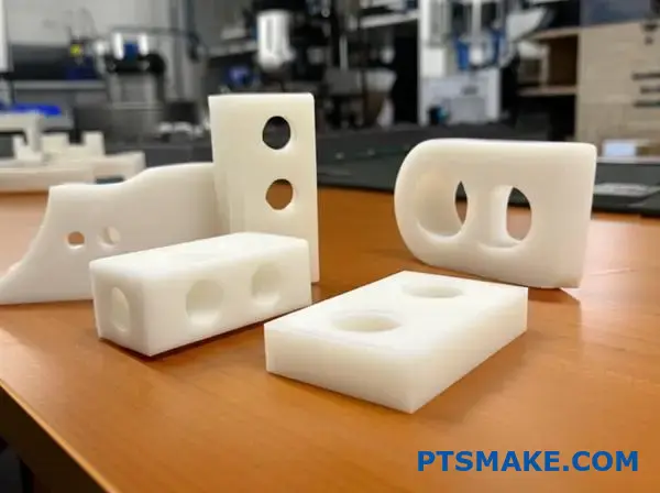 High-performance UHMWPE polymer components displaying enhanced wear resistance properties through cross-linking treatment on laboratory surface