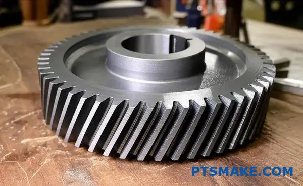 High-strength ductile iron gear showing superior casting properties and steel-like mechanical characteristics for industrial applications