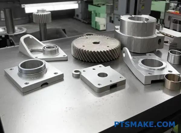 Different metal casting components displaying various alloys and sizes for manufacturing process selection