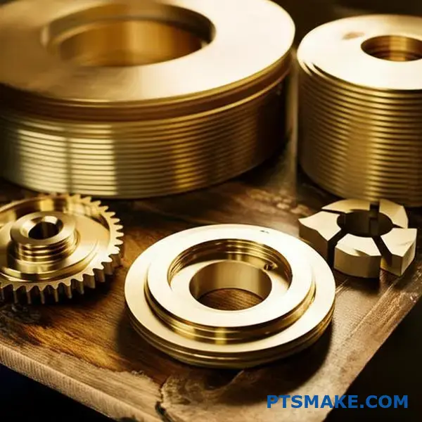 مكونات مصبوبة من البرونز تُظهر مقاطع متفاوتة من سمك الجدار على سطح طاولة العمل لتحليل الصب المعدني