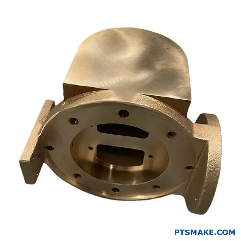 مكونات مصبوبة برونزية تظهر عيوب وعيوب سطحية مختلفة على طاولة الورشة