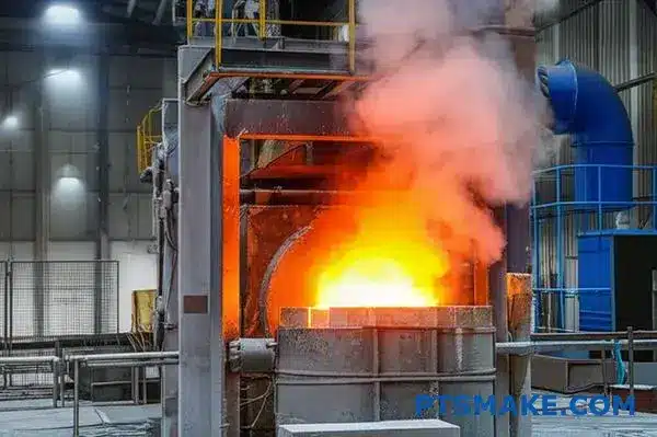 فرن صناعي لصهر سبائك الألومنيوم في عملية إنتاج قوالب الصب بالضغط العالي