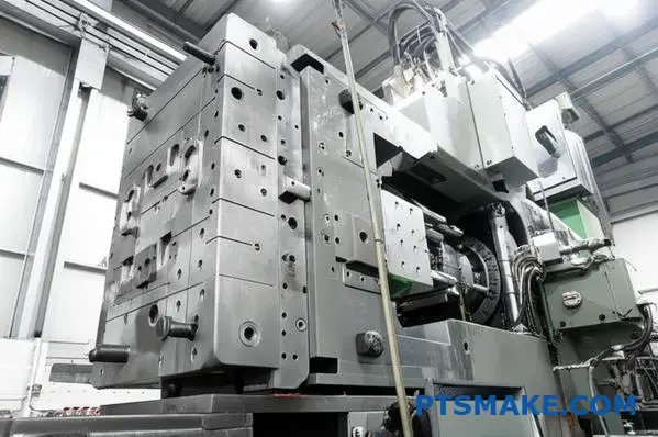 Apparatuur voor industrieel spuitgieten demonstreert precisiemetaalgiettechniek met stalen matrijzen voor de productie van gegoten onderdelen