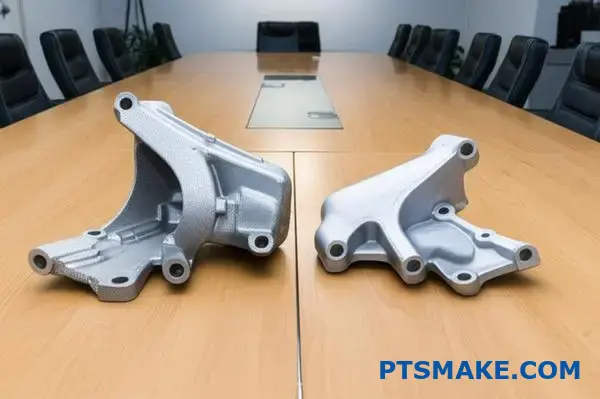 Vergelijking van gegoten en gegoten autobeugels die de verschillen in oppervlakteafwerking tussen de gietmethoden laten zien