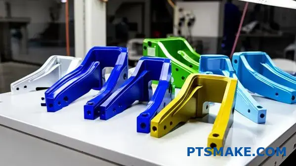 Various aluminum die cast components displaying different finishing operations and machining processes from manufacturing facility