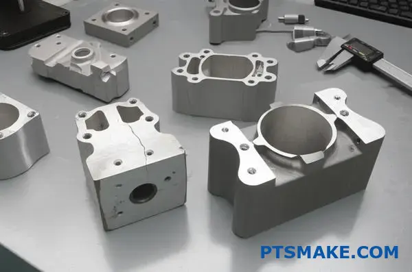 Various aluminum casting parts showing different defect types used by die casting manufacturers for quality analysis