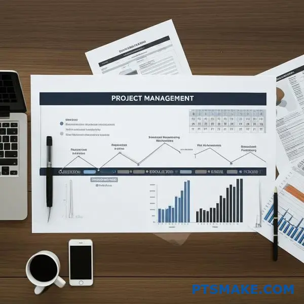 Professional project timeline chart showing die casting production milestones from RFQ to manufacturing launch