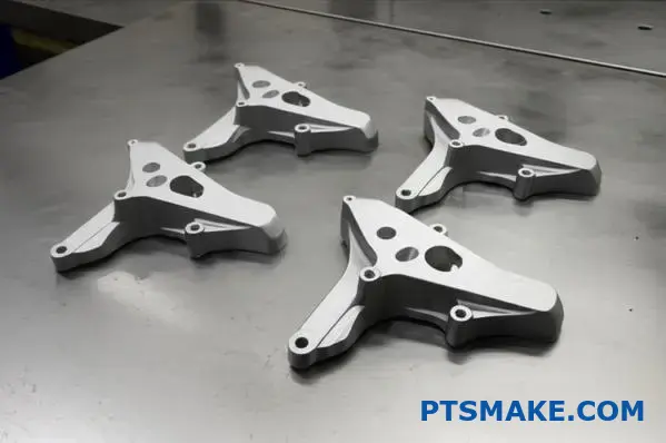 High-quality aluminum automotive brackets showcasing die casting manufacturer's precision engineering with smooth corners and uniform wall thickness for optimal manufacturability