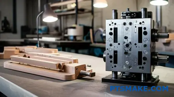 Comparison of sand casting pattern and die casting mold showing tooling differences between casting methods
