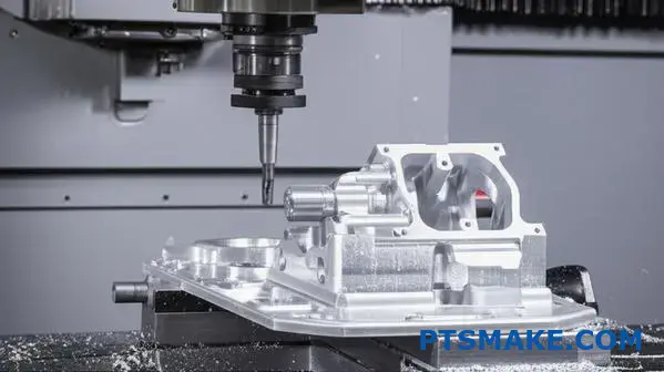 Precision CNC machining of aluminum automotive bracket showing metal forming vs injection molding prototype comparison