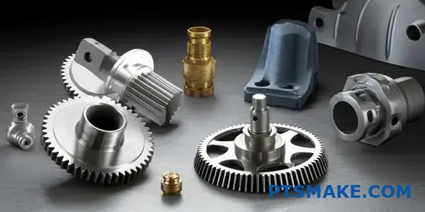 Various MIM-compatible metal alloy components showcasing ferrous, non-ferrous and specialty materials for different industrial applications