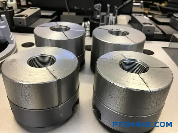 Metal injection molded automotive gears showing common manufacturing defects for quality control inspection