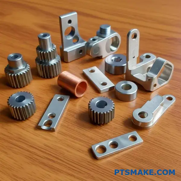 Different metal injection molded parts showcasing various materials and finishes for component selection