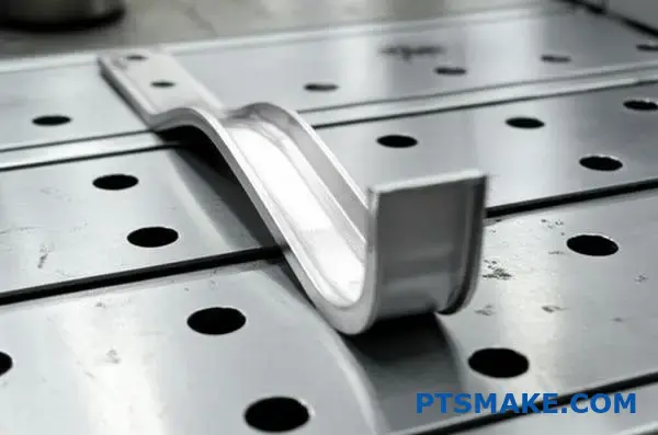 Close-up view of a warped thin-walled metal component showing distortion issues commonly addressed in metal injection molding processes