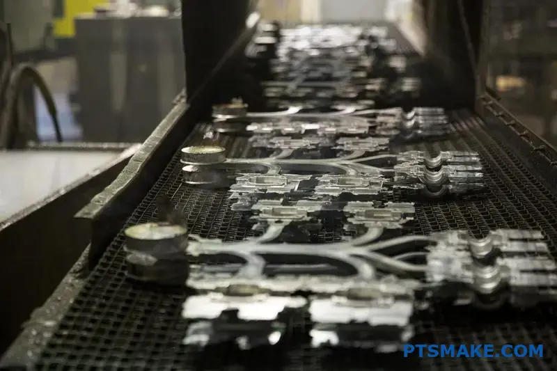 Industrial die casting equipment demonstrating pressure injection molding process versus traditional gravity fed casting methods