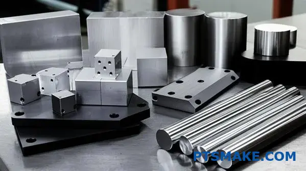 Various forged aluminum alloy samples displaying different finishes and shapes representing systematic classification categories