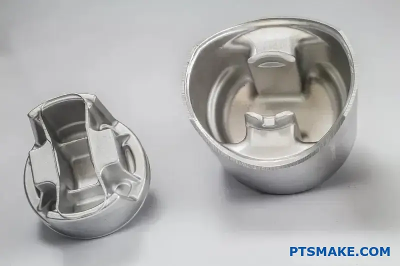 Two Precision Mold Components Displayed Side By Side