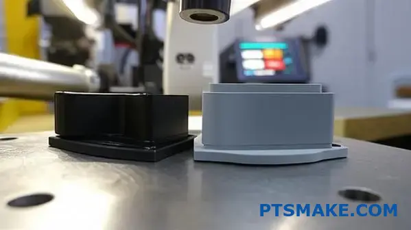 Ultraljudssvetsning av plast som visar hur styva och flexibla plastkomponenter sammanfogas i en industriell utrustning