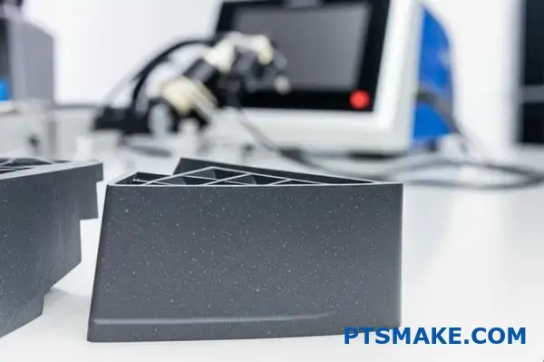 Förstärkta plastkomponenter med glasfiber och talktillsatser som används vid ultraljudssvetsning