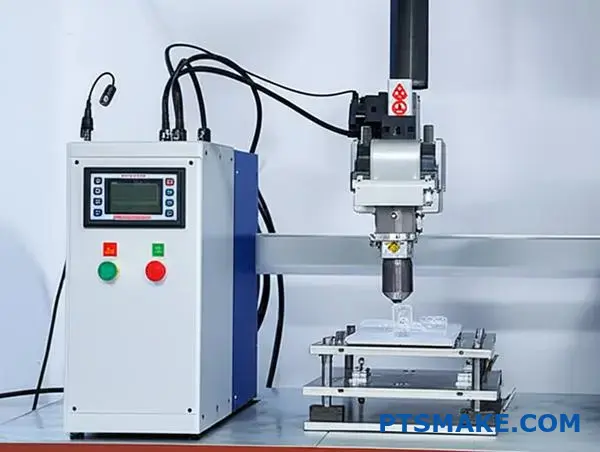 Industriell ultraljudssvetsutrustning för plast som visar systematisk processutveckling för sammanfogning av termoplastiska komponenter med precisionskontroll