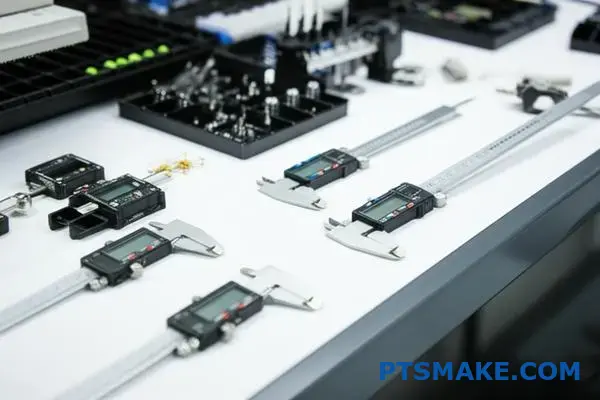 Inspektionsverktyg för kvalitetskontroll som mäter plastdelar för konsekventa specifikationer för ultraljudssvetsning