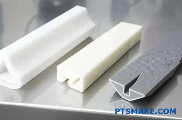 Różne konfiguracje połączeń z tworzywa sztucznego stosowane w klejeniu ultradźwiękowym, pokazujące typy połączeń doczołowych, ścinanych i szalikowych