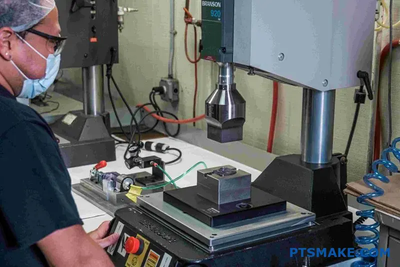 Worker Operating a CNC Machine for Precision Parts