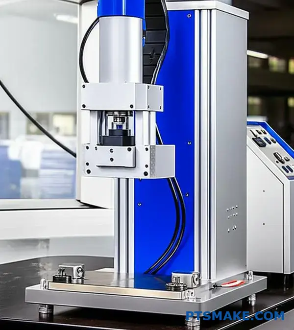 Profesjonalny sprzęt do zgrzewania ultradźwiękowego pokazujący mechanizmy sterowania siłownikiem do precyzyjnych zastosowań spawalniczych