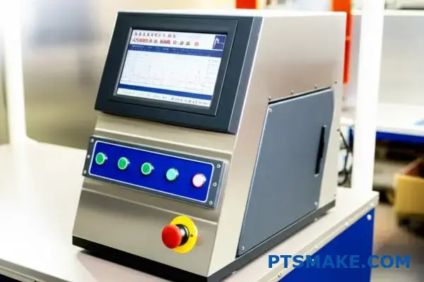 Zaawansowana zgrzewarka ultradźwiękowa Branson wyświetlająca dane z monitorowania procesu w czasie rzeczywistym na interfejsie cyfrowego panelu sterowania